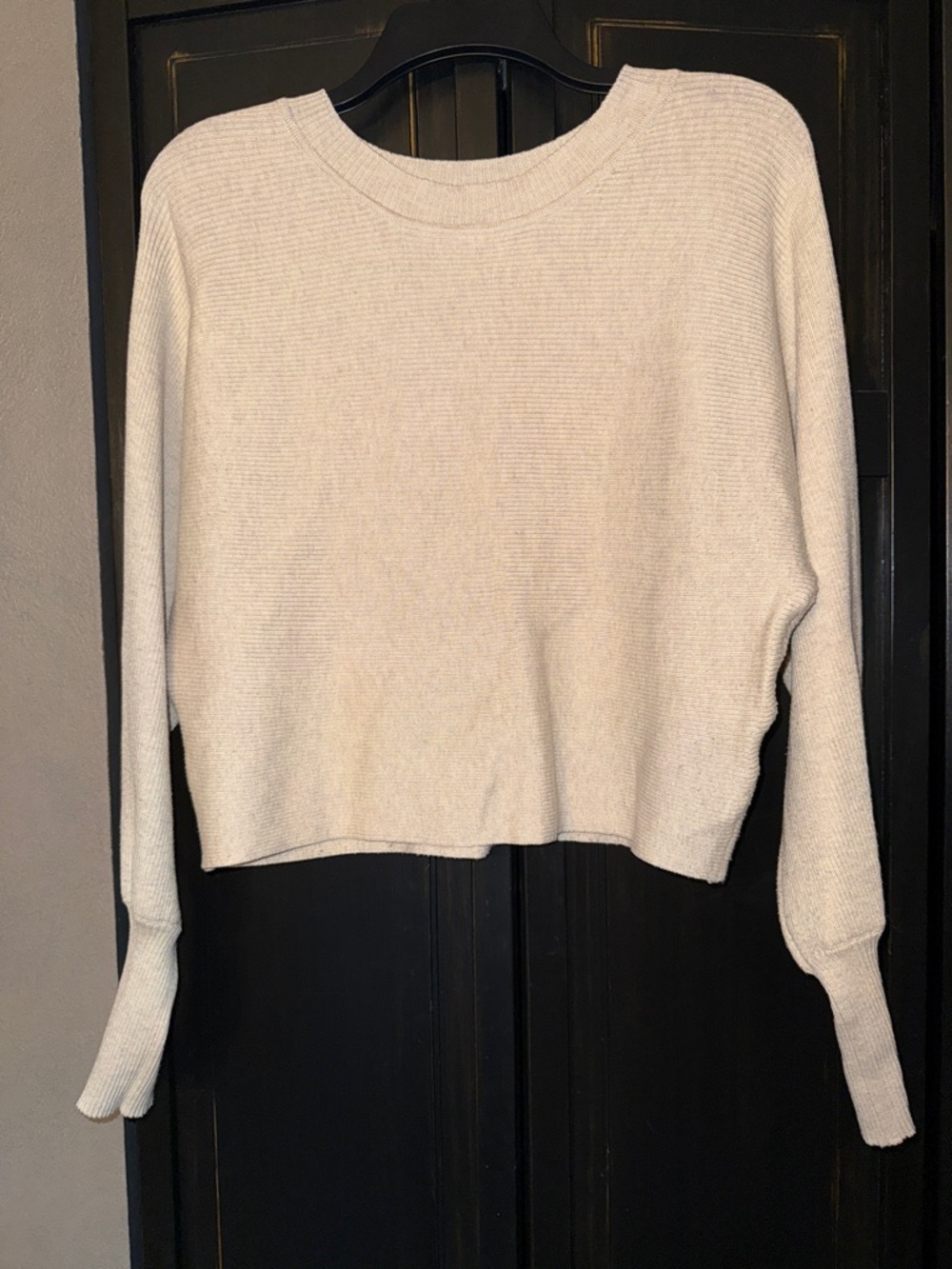 Pink Rose Ivory Ribbed Crewneck Sweater